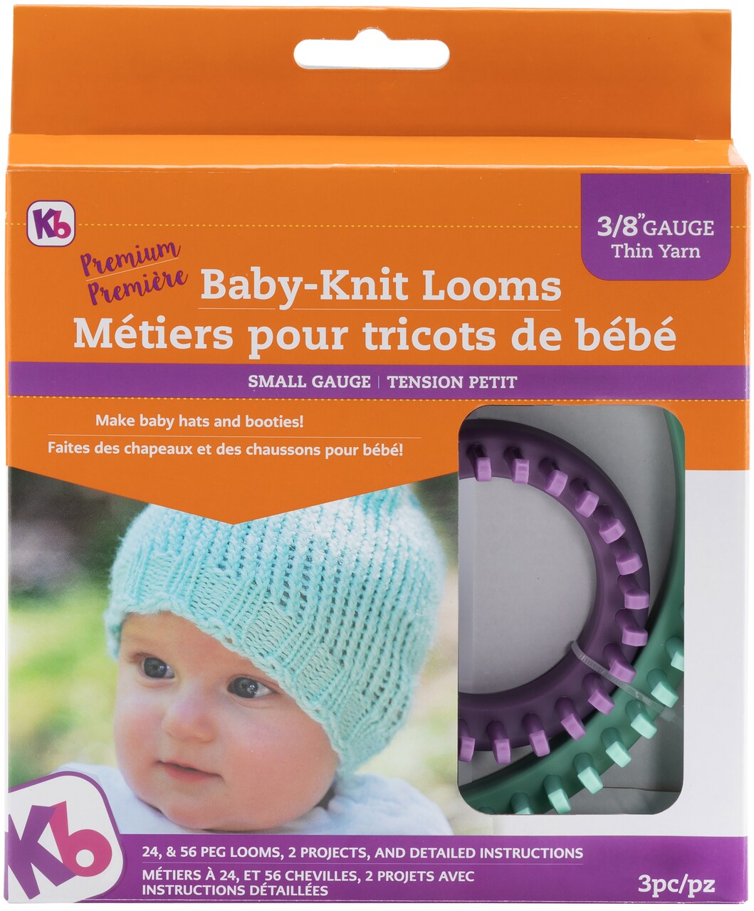 Authentic Knitting Board Baby Knit Looms 2/Pkg-Sizes 56 & 24 Peg